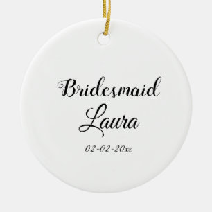 Enkel minimal tillägg namn brudtärna gåva år julgransprydnad keramik