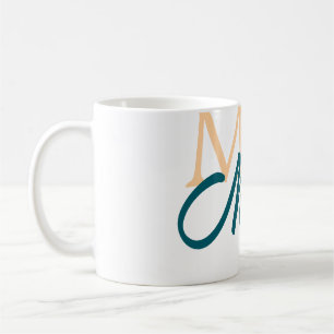 enkel minimal tillägg namn monogram orange blå fet kaffemugg