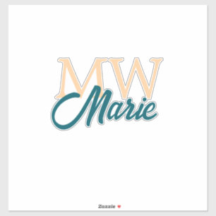 enkel minimal tillägg namn monogram orange blå fet klistermärken