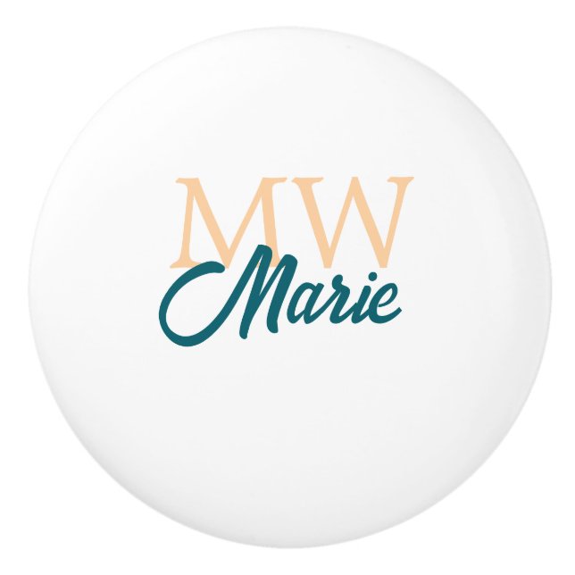 enkel minimal tillägg namn monogram orange blå fet knopp (Framsidan)