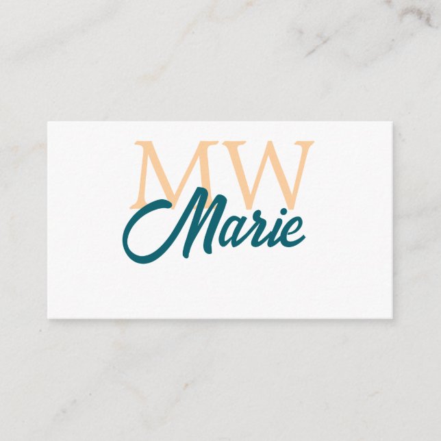 enkel minimal tillägg namn monogram orange blå fet tilläggskort (Framsida)