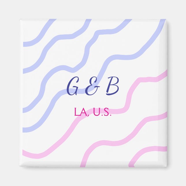 ENKEL MINIMAL tillägg namn på par stad namn text Magnet (Framsidan)