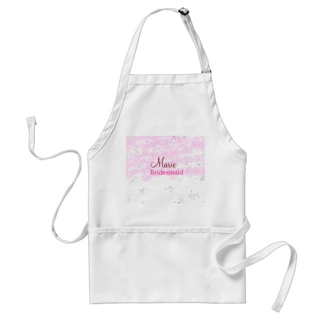 enkel minimal tillsats av namn monogram rosa bride förkläde (Framsidan)