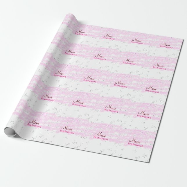 enkel minimal tillsats av namn monogram rosa bride presentpapper (Utrullad)