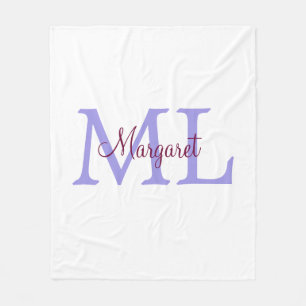 enkel minimal tillsats av namn monogram rosa rött fleecefilt