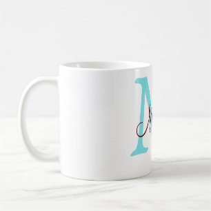 enkel minimal tillsats av namn monogram rosa rött kaffemugg
