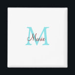 enkel minimal tillsats av namn monogram rosa rött  magnet<br><div class="desc">vacker design</div>