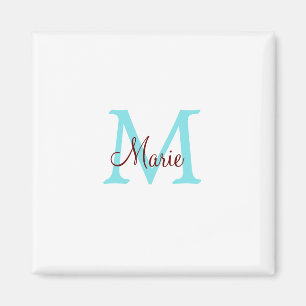 enkel minimal tillsats av namn monogram rosa rött  magnet