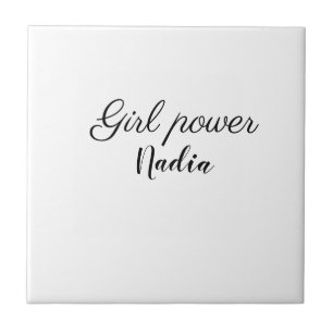 enkel minimal tjejpower lägg till namn text bild a kakelplatta