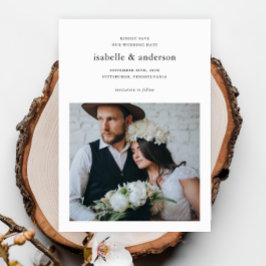 Enkel minimal två foto Bröllop Spara Datumet