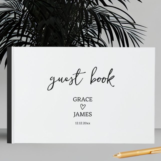 Enkel minimal typograf Personlig Bröllop Gästböcker (Simple Minimalist Typograph Personalized Wedding Guest Book from Ricaso. Save your memories. )