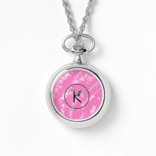 enkel minimal vit monogram rosa glitter vattenco armbandsur