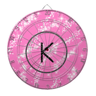 enkel minimal vit monogram rosa glitter vattenco darttavla