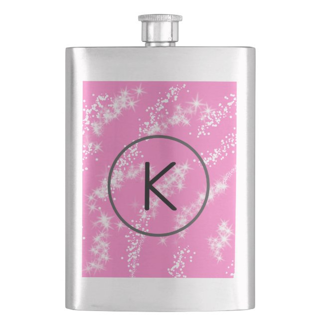 enkel minimal vit monogram rosa glitter vattenco fickplunta (Framsidan)
