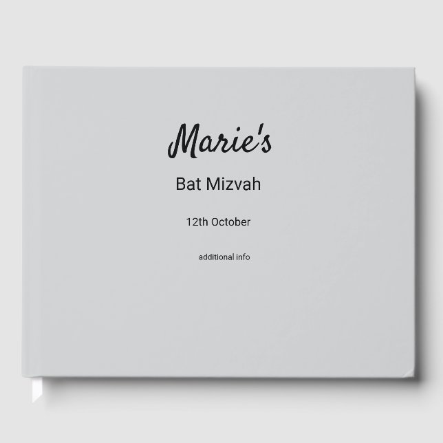 enkel minimal vit svart klassisk edi bat mitzvah gästböcker (Framsida)