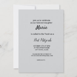 enkel minimal vit svart klassisk edi bat mitzvah inbjudningar