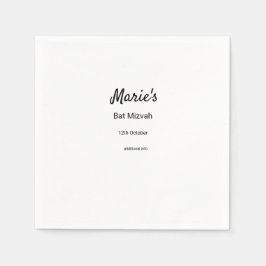 enkel minimal vit svart klassisk edi bat mitzvah pappersservett