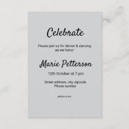 enkel minimal vit svart klassisk edi bat mitzvah tilläggskort