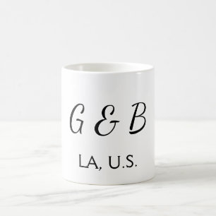 ENKEL MINIMALISKT lägg till ditt parnamn stad namn Kaffemugg
