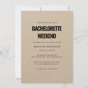 Enkel minimalist Bachelorette Helg Inbjudningar