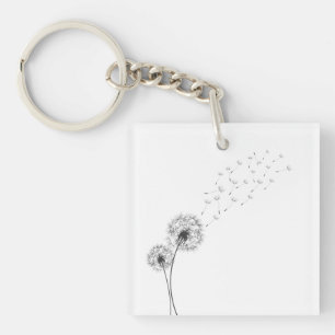 Enkel Minimalist blåsa maskros Keychain