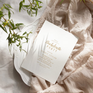 Enkel minimalist Guld Bachelorette Party Inbjudningar