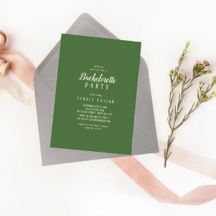 Enkel minimalist Mörk Sage Bachelorette Party Inbjudningar