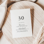 Enkel minimalistisk 30års födelsedag Party Inbjudningar<br><div class="desc">Denna enkla minimalistiska inbjudan från 30års födelsedag är perfekt för en modern födelsedagsfest. Den enkla och elegant designen har skript av typen klassisk och finare i svartvitt.</div>