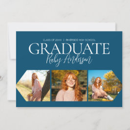 Enkel minimalistisk 3-fotomakning blå Studenten Meddelande