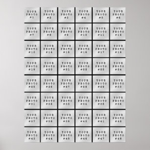 Enkel, minimalistisk 48-fotokollage svart poster