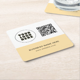 Enkel minimalistisk anpassad logotyp text & QR-kod Underlägg Papper Kvadrat