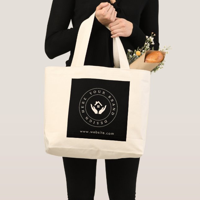 Enkel minimalistisk anpassad logotyp & textreklam jumbo tygkasse (Framsida (produkt))
