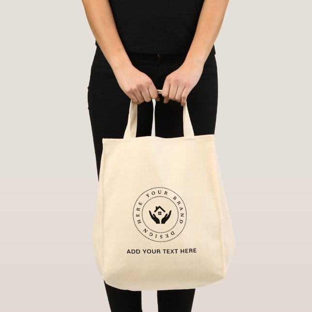 Enkel minimalistisk anpassad logotyp & textreklam tygkasse (Framsida (produkt))