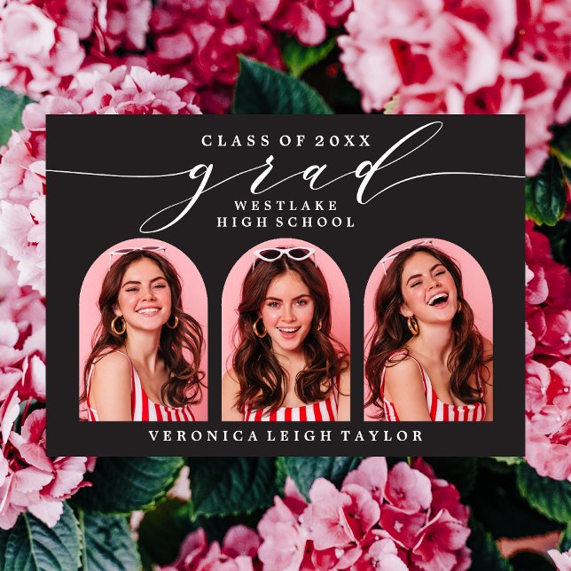 ENKEL MINIMALISTISK BÅGE KALLIGRAFI GRAD INBJUDAN (Skapare uppladdad)