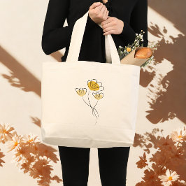 Enkel minimalistisk blomma designad toteväska jumbo tygkasse