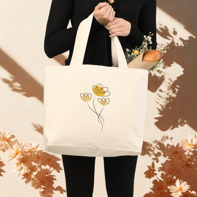 Enkel minimalistisk blomma designad toteväska jumbo tygkasse (Skapare uppladdad)