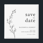 Enkel minimalistisk Blommigt Bröllop spara datum Magnet<br><div class="desc">Enkel minimalistisk Blommigt Bröllop spara datum</div>