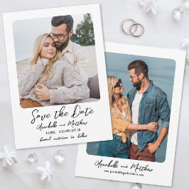Enkel Minimalistisk Boho Fotobryllop Spara Datumet