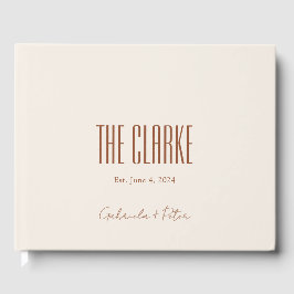 Enkel, minimalistisk bränd Orange | Cream Bröllop Gästböcker