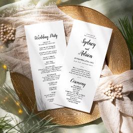 Enkel minimalistisk Bröllop Program