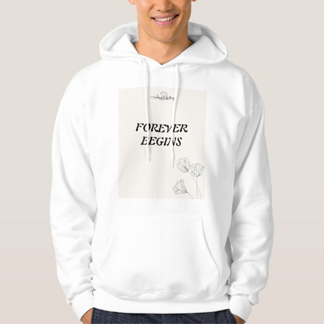 Enkel minimalistisk bröllopps t-shirt hoodie (Framsida)