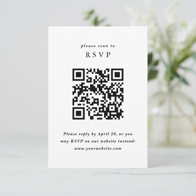 Enkel minimalistisk bröllops-RSVP med QR-kod Tilläggskort (Stående Fram)