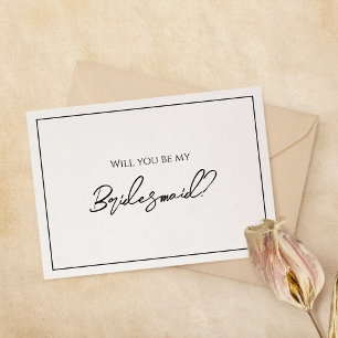 Enkel minimalistisk brudtärna-förslags-kort för br inbjudningar