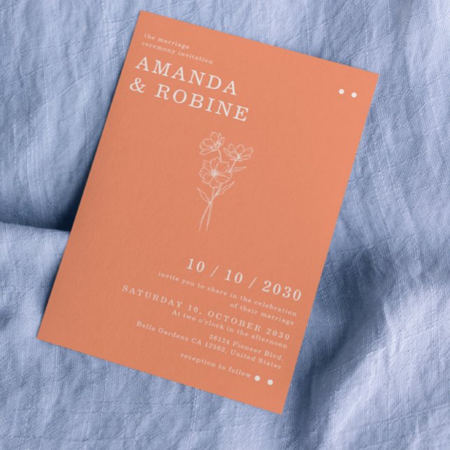 Enkel, minimalistisk Chic, blomma Bröllop Inbjudningar (Skapare uppladdad)