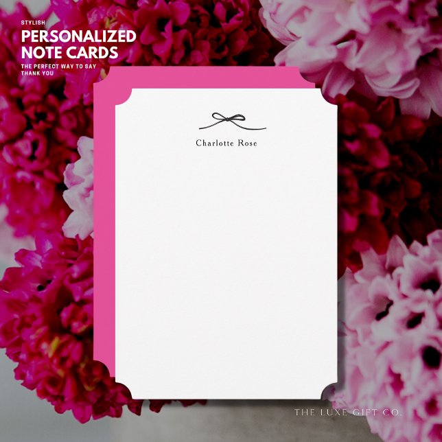 Enkel minimalistisk chic monogram varmrosa svart s anteckningskort (Skapare uppladdad)
