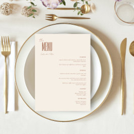 Enkel, minimalistisk Cream Modern Bröllop Meny