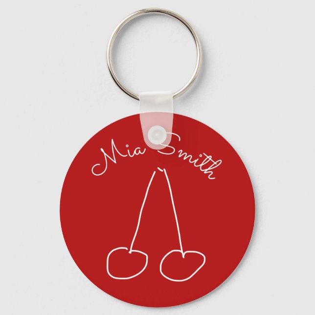 Enkel minimalistisk cute-körsbär nyckelring (Framsida)