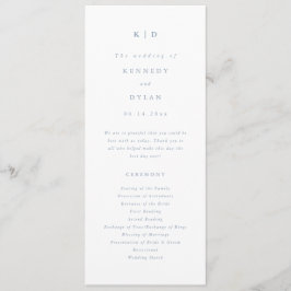 Enkel minimalistisk dammig blå bröllopsfest program