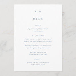 Enkel minimalistisk dammig blå bröllopsmeny meny