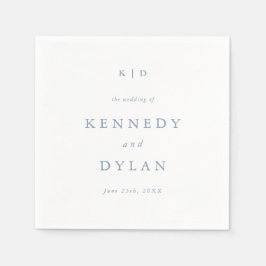 Enkel minimalistisk dammig blå vigselmonogram pappersservett